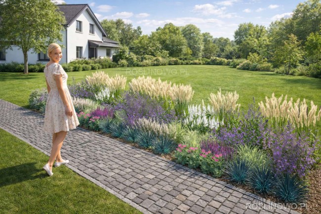 Gotowy projekt ogrodu - "Rabata prowansalska MAXI". Zestaw (Projekt + 80 sadzonek)